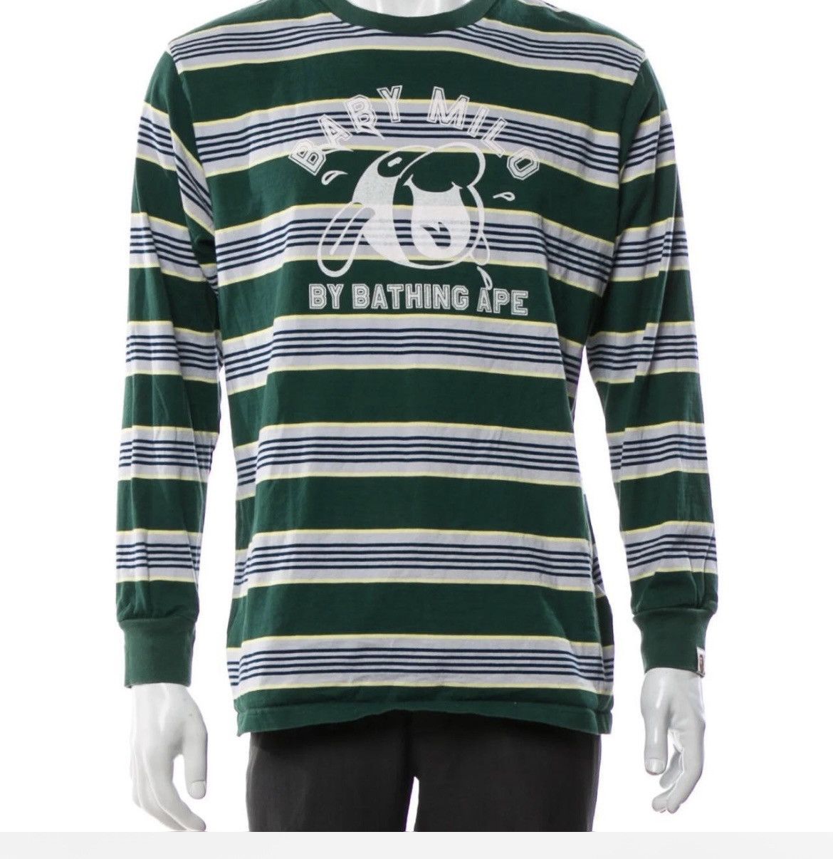 Bape Bape Baby Milo green and white striped long sleeve shirt. XS Size XS / US 0-2 / IT 36-38 - 1 Thumbnail