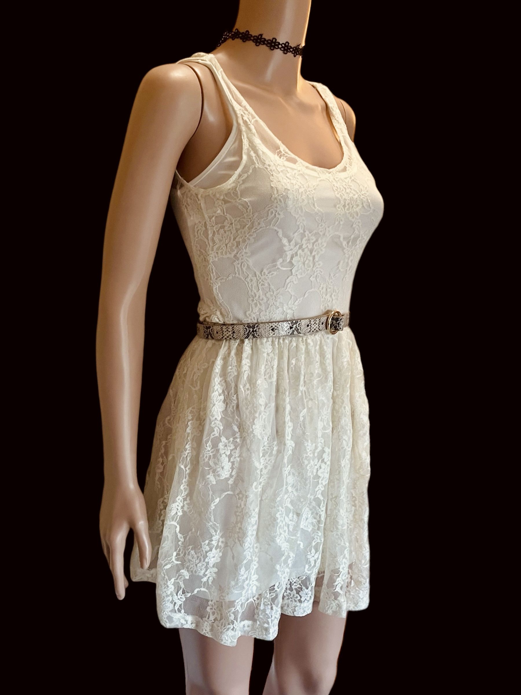Vintage Vintage Lace Dress Vintage Y2K mesh overlay white size xs Size XS / US 0-2 / IT 36-38 - 3 Thumbnail