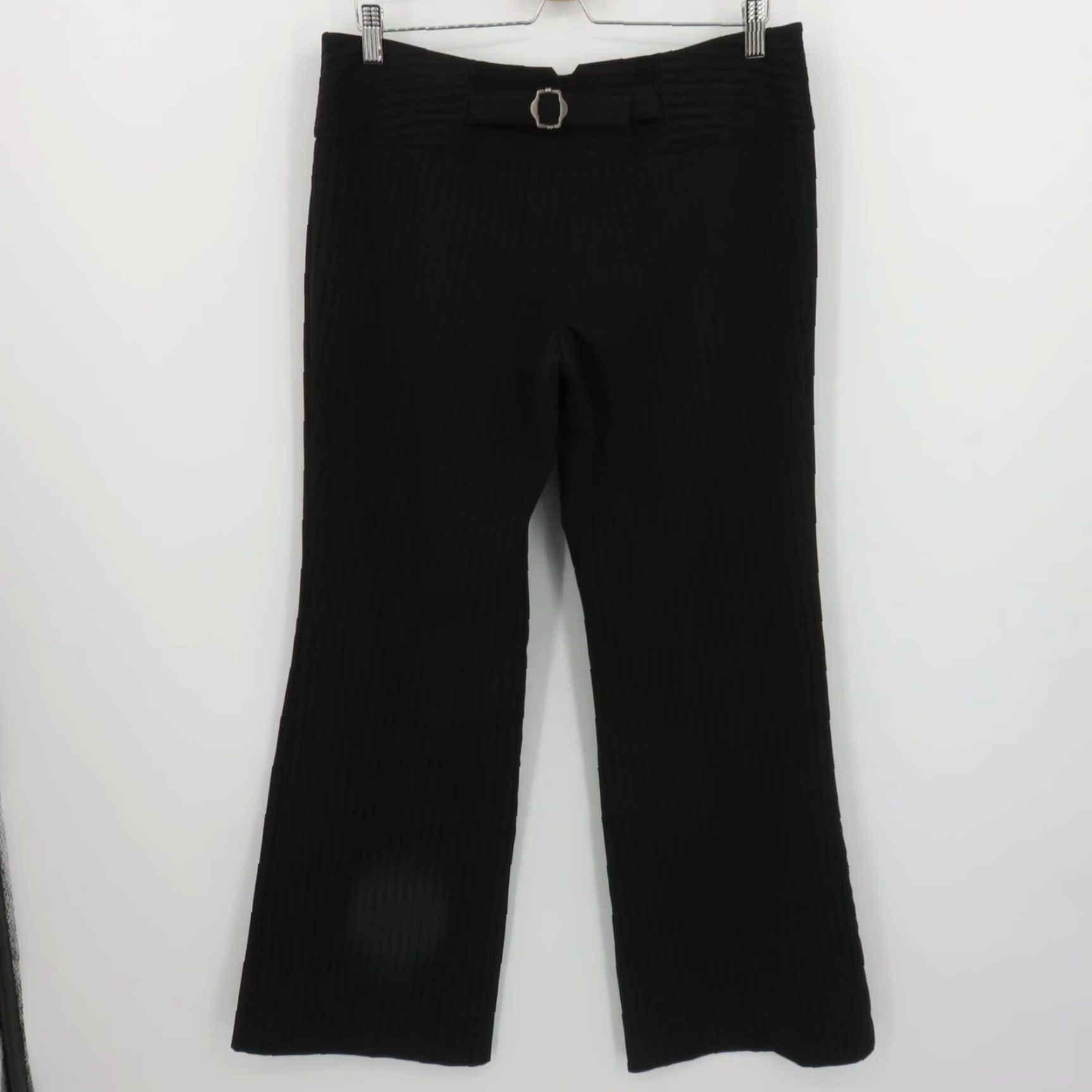 Velvet VINTAGE Star City Junior 11 Black Velvet Striped Dress Pants Cinched Tie Breaker? Size 32" / US 10 / IT 46 - 4 Thumbnail