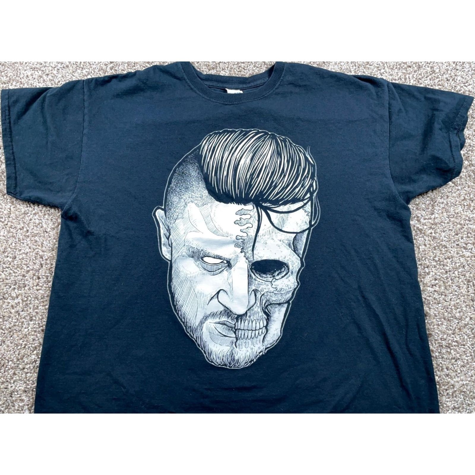 Gildan Young Wicked Face Print T-Shirt Adult XL Black Gildan Shirt Men Graphic Print Horror Hip Hop Music 90s Decade Halloween Party Mens Size US XL / EU 56 / 4 - 2 Thumbnail