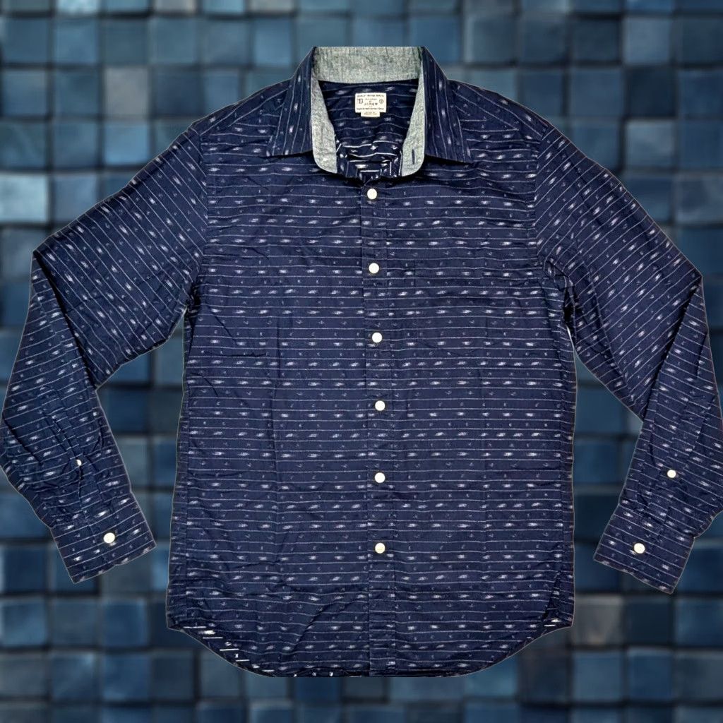 J.Crew J. Crew Button-Up Shirt Geometric Navy Blue Gray Long Sleeve Men’s Small Cotton Woven Shirt - 38 Chest — Regular Fit Size US S / EU 44-46 / 1 - 1 Thumbnail