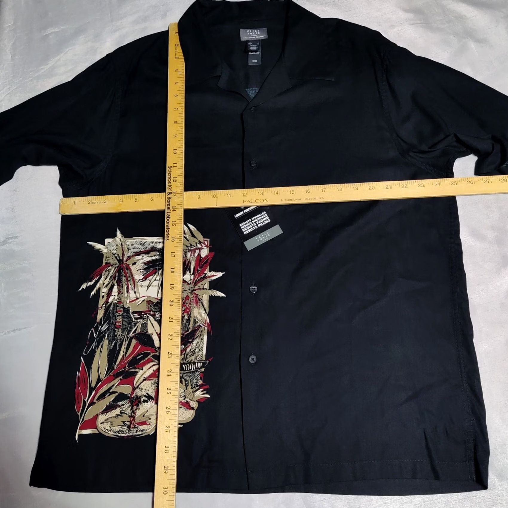 Vintage Crazy Horse Shirt Mens L Black Rayon Luxury Tropical Print Button-Up Short Sleeve Collared NEW Size US L / EU 52-54 / 3 - 7 Thumbnail