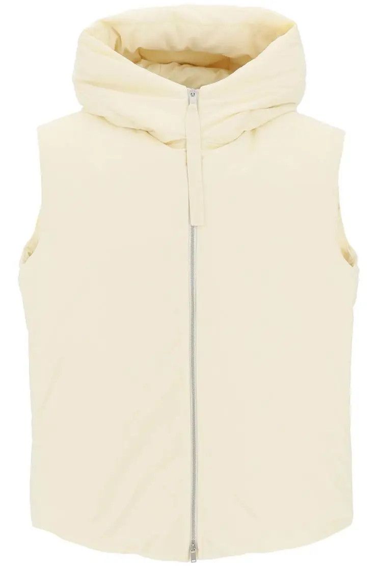 image of Jil Sander O1S22I1N0324 Oversized Hooded Down Vest In White, Men's (Size Medium)