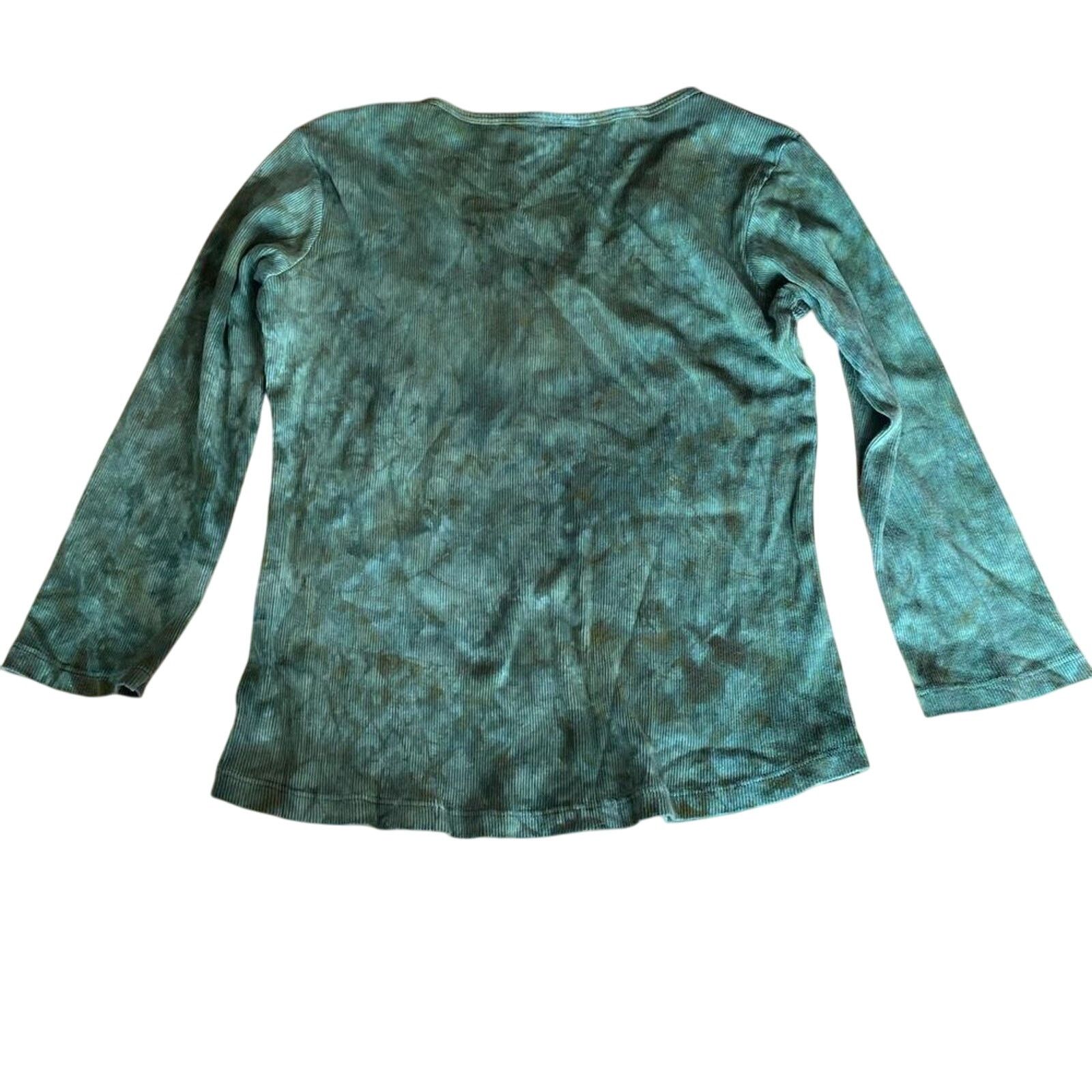 Other Y2K Women's Green Tie Dye Bedazzled 3/4 Sleeve Shirt sz XS Size XS / US 0-2 / IT 36-38 - 8 Thumbnail