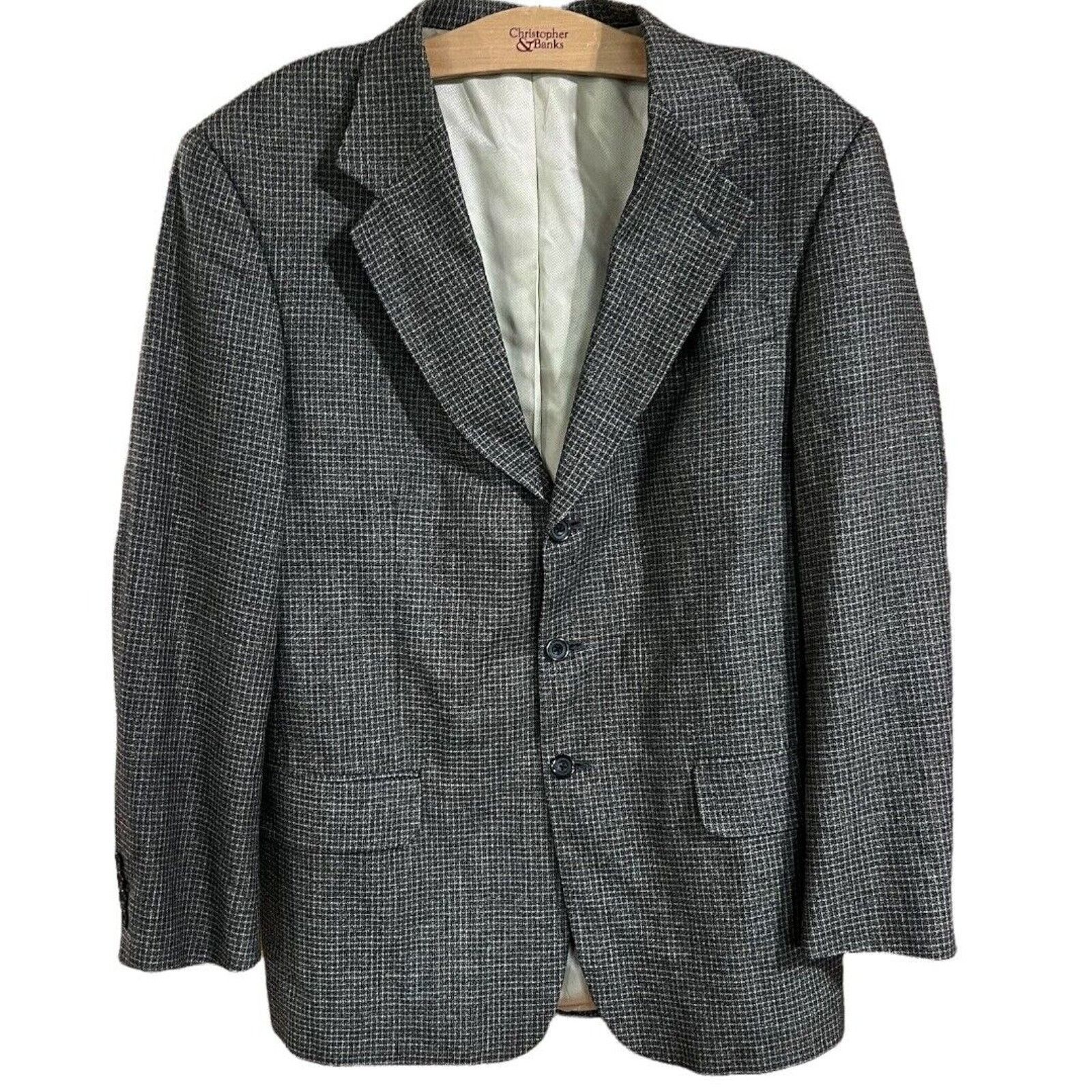 Oscar De La Renta Oscar De La Renta Menswear Tweed Print Blazer 3 Button 42L Size 42L - 10 Thumbnail