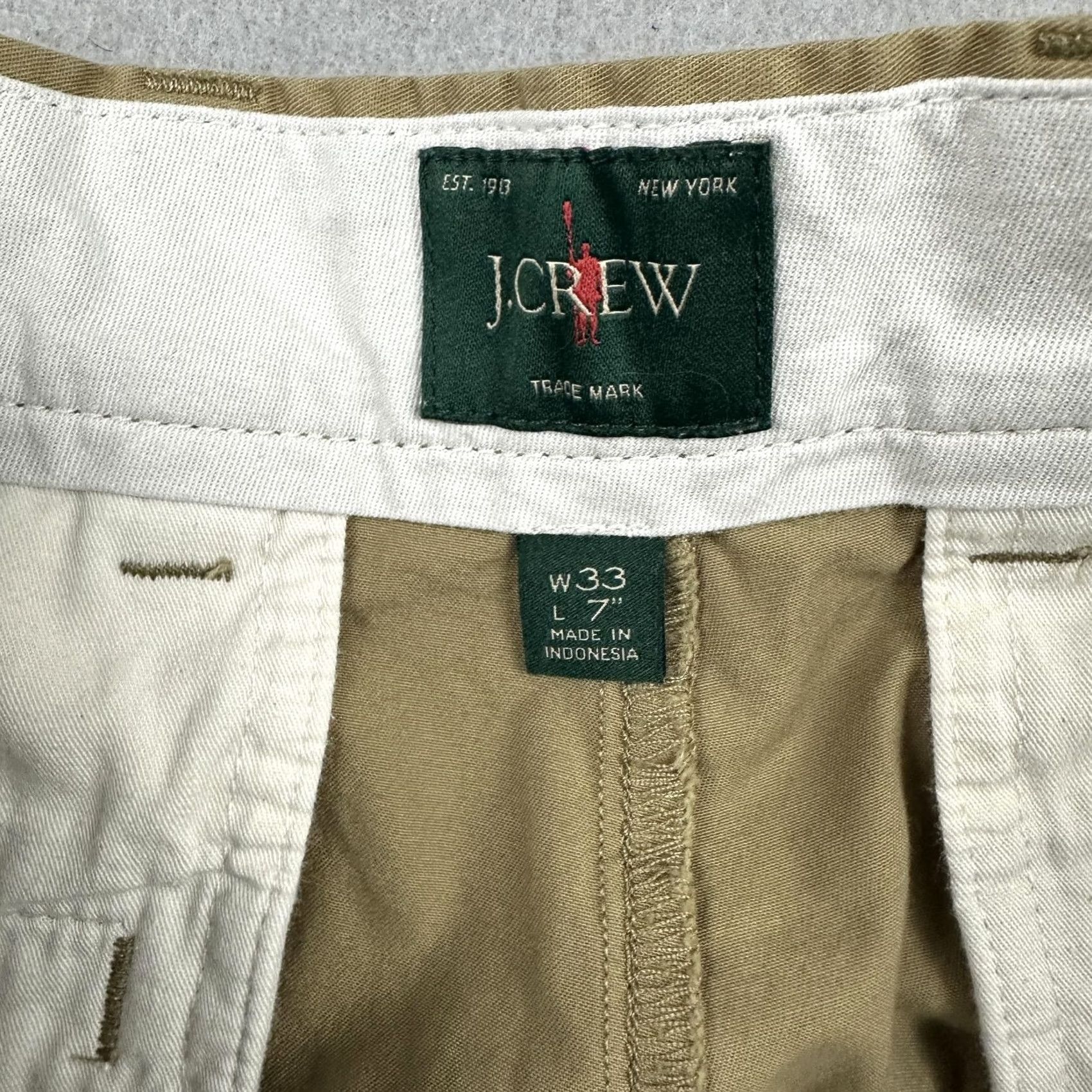 J.Crew J.CREW Men Beige Chino Shorts 33 Solid Cotton Stretch Flat Front Size US 33 - 5 Thumbnail