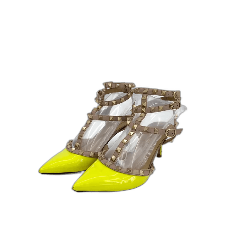 Valentino Valentino Yellow Studded Pointed Heels Size US 6 / IT 36 - 1 Thumbnail