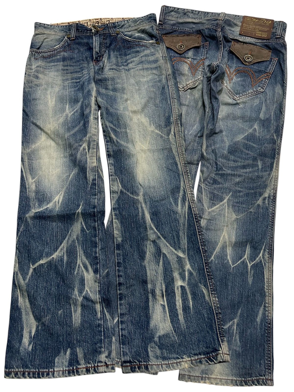 Edwin × If Six Was Nine × Kapital Rare Edwin Blue Trip Mud Wash Denim Jeans☠️☠️ Size US 31 - 1 Thumbnail