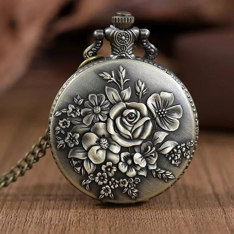 Other Flower Pocket Watch Quartz Pendant Necklace Gift For Him Size ONE SIZE - 12 Thumbnail