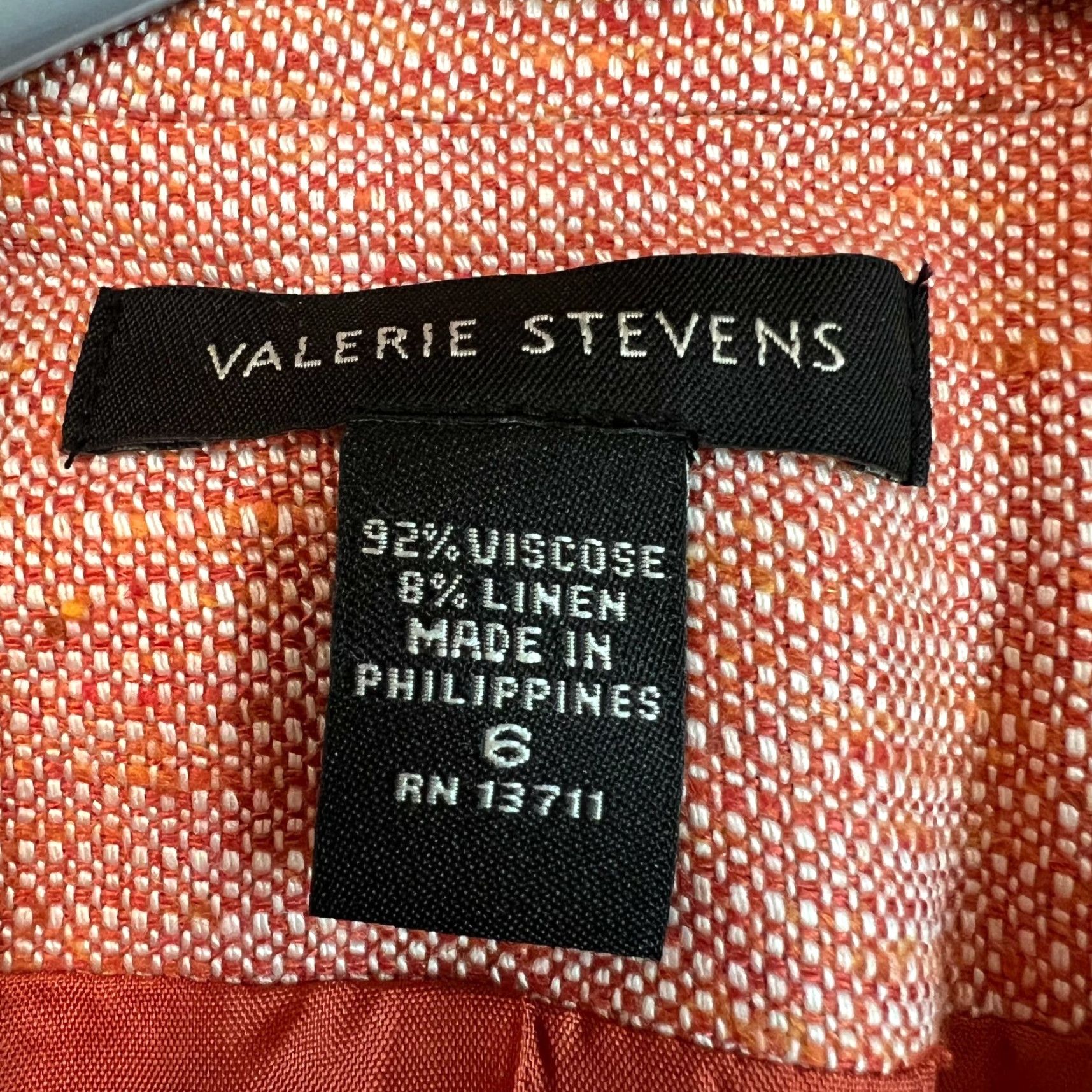 Vintage Valerie Stevens Women's Blazer Orange Lined Pockets Woven Textured Size 6 Size M / US 6-8 / IT 42-44 - 7 Thumbnail