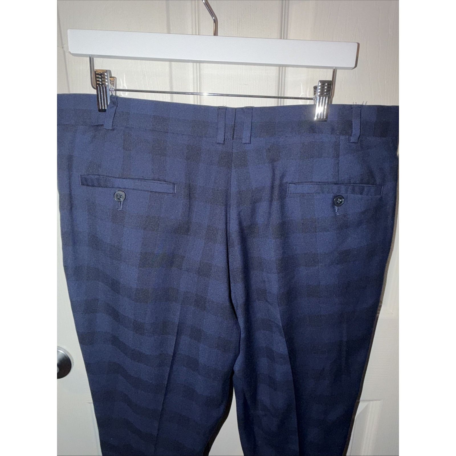 Jos. A. Bank Men's Premium Dress Pants 39x32 Blue Black Plaid Classic Fit Size US 39 - 16 Thumbnail