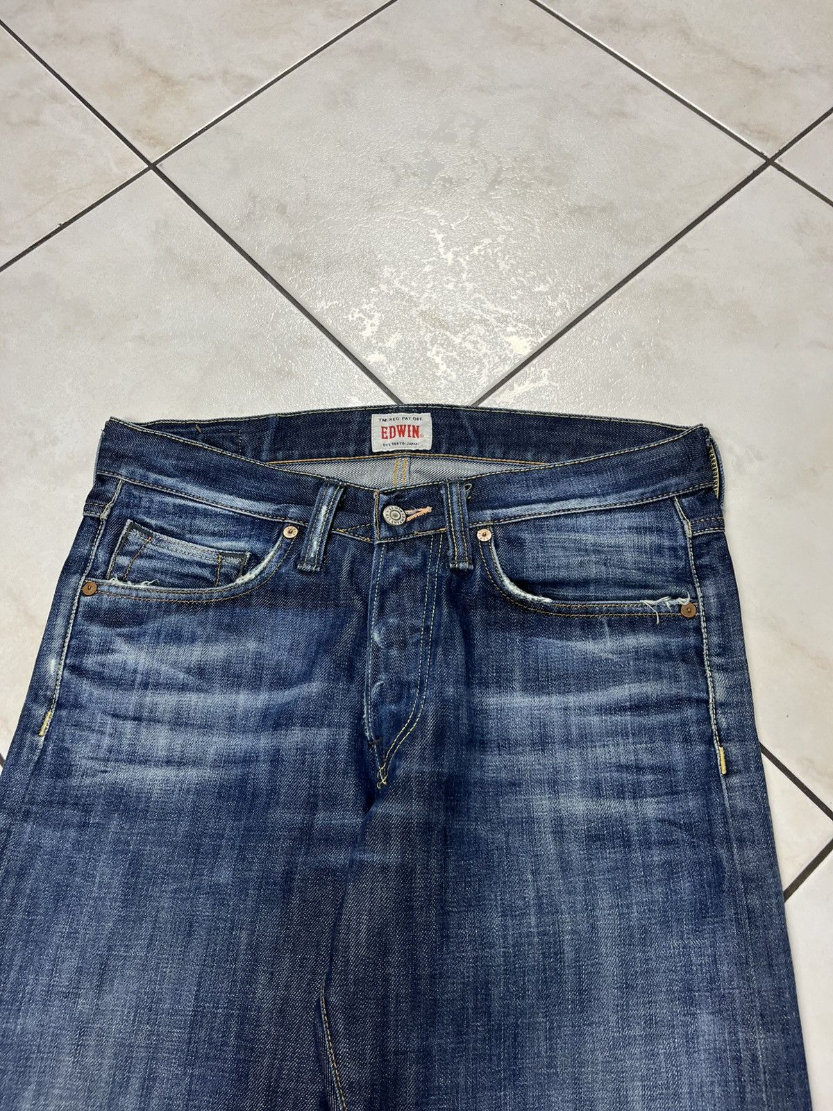 Edwin × Vintage Vintage Edwin ed-47 regular distressed denim washed jeans Size US 30 / EU 46 - 3 Thumbnail