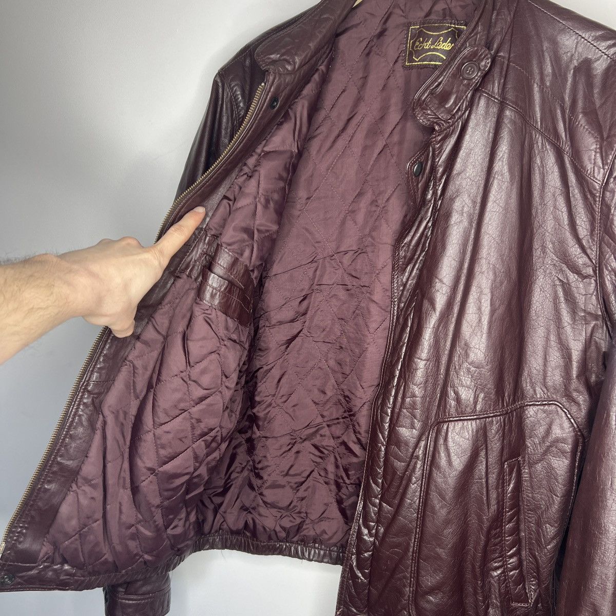 Leather × Vintage Vintage Cherry Leather Motor Biker Jacket Trucker Genuine Size US L / EU 52-54 / 3 - 11 Thumbnail