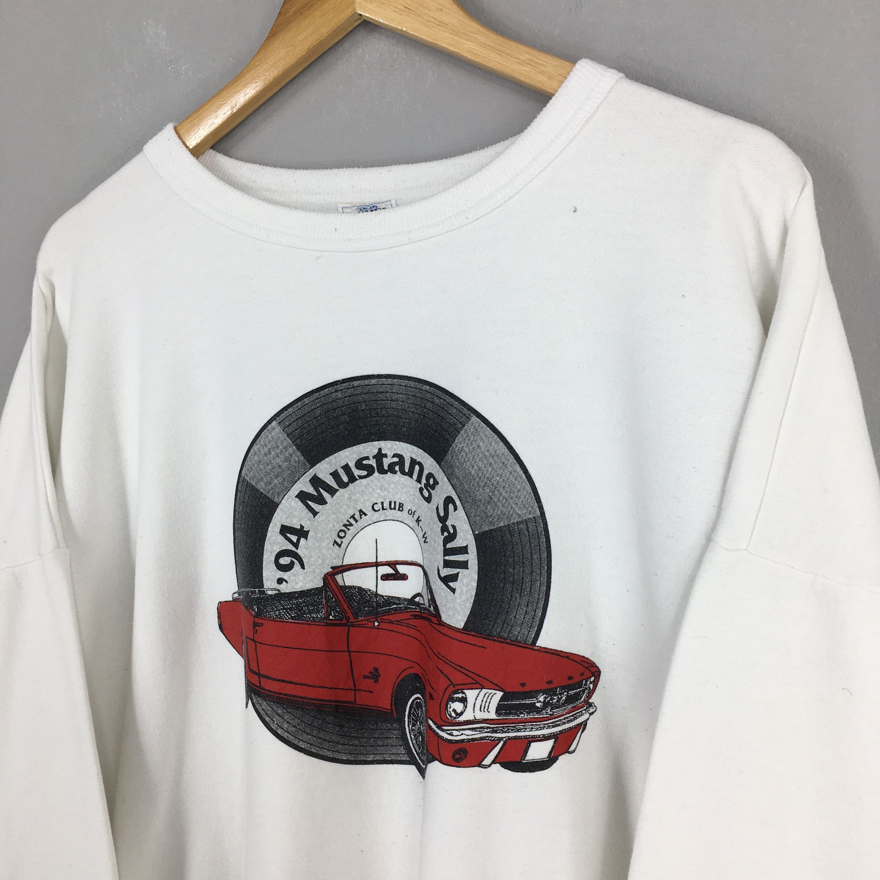 Ford Vintage 90s Ford Mustang White Jumper XLarge Size US XL / EU 56 / 4 - 3 Thumbnail