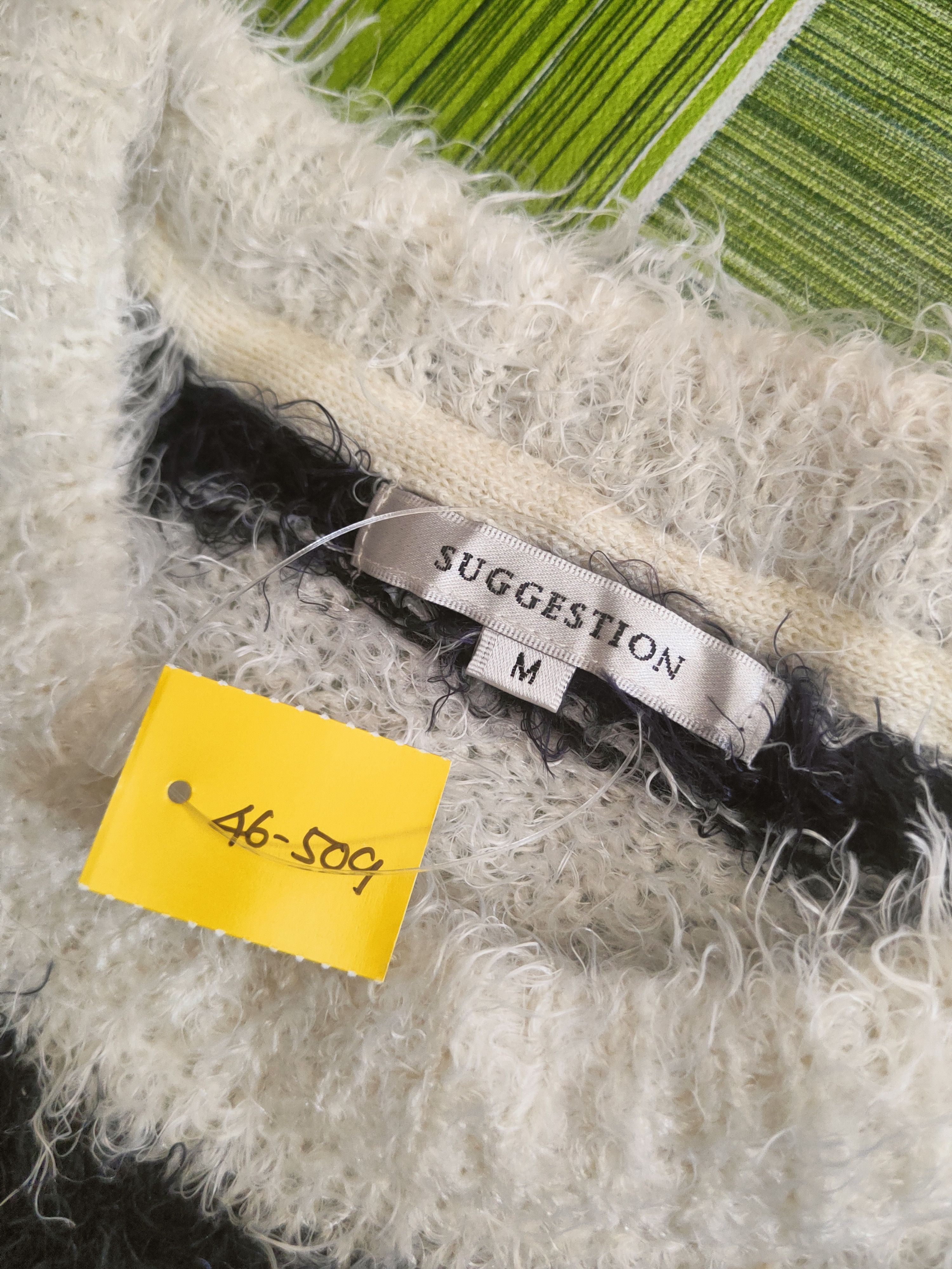 Japanese Brand DL Suggestion White Navy Fur Mohair Knitwear #46-509 Size US S / EU 44-46 / 1 - 13 Thumbnail