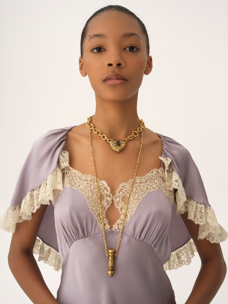O1la3la0926 Flared Mini Dress In Lace Purple, Women's (Size Xs) — image 5 of 5