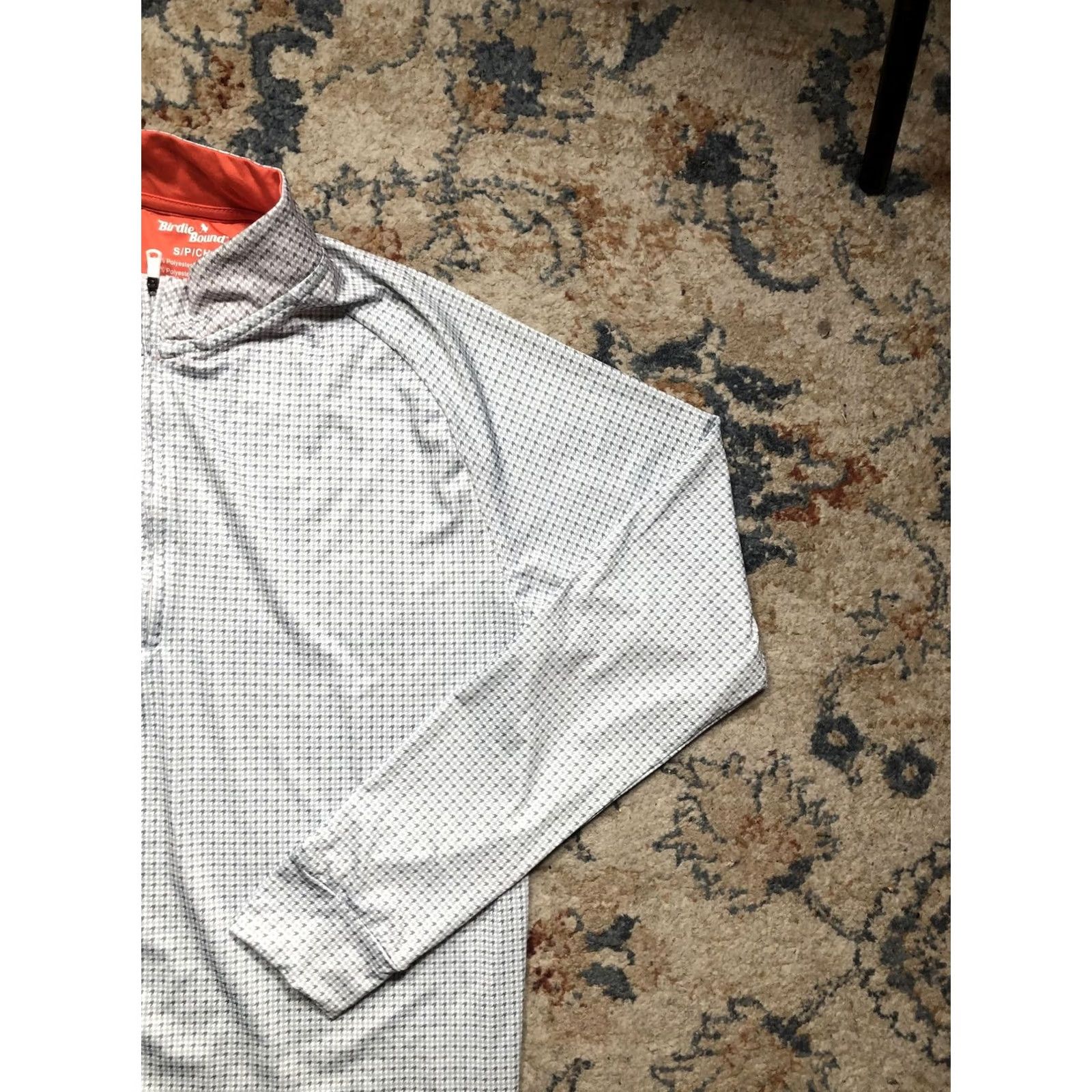 Vintage Birdie Bound Shirt Mens Small Gray Houndstooth 1/4 Zip Pullover Golf Top Lightweight Stretch Raglan Mock Neck Shirt Mens Size US S / EU 44-46 / 1 - 4 Thumbnail