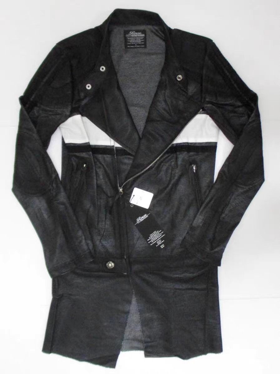 Roen Black Leather Jacket with Zipper & Button Details Size US L / EU 52-54 / 3 - 1 Thumbnail