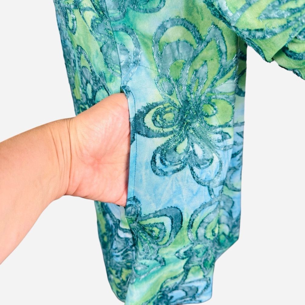 Other Susan Graver Burnout Knit Turquoise Green Floral Cardigan S Size S / US 4 / IT 40 - 9 Thumbnail