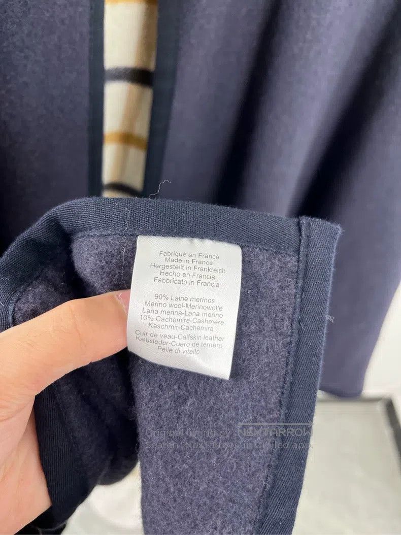 Hermes Hermes Navy Blue Letter Logo Wool Cloak Size M / US 6-8 / IT 42-44 - 4 Thumbnail