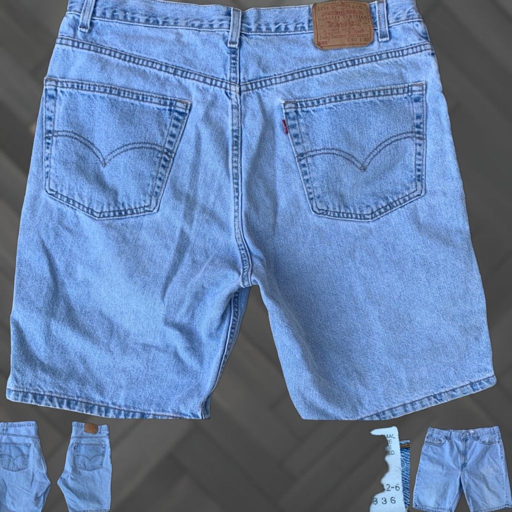 Levi's VINTAGE Levi's 505 Denim Jean Shorts Jorts 90s Made in USA Size 40 Blue Mens 90s Denim, 5-Pocket, Zip, Flat Front, High Rise, Inseam 9.5" Size US 40 / EU 56 - 1 Thumbnail