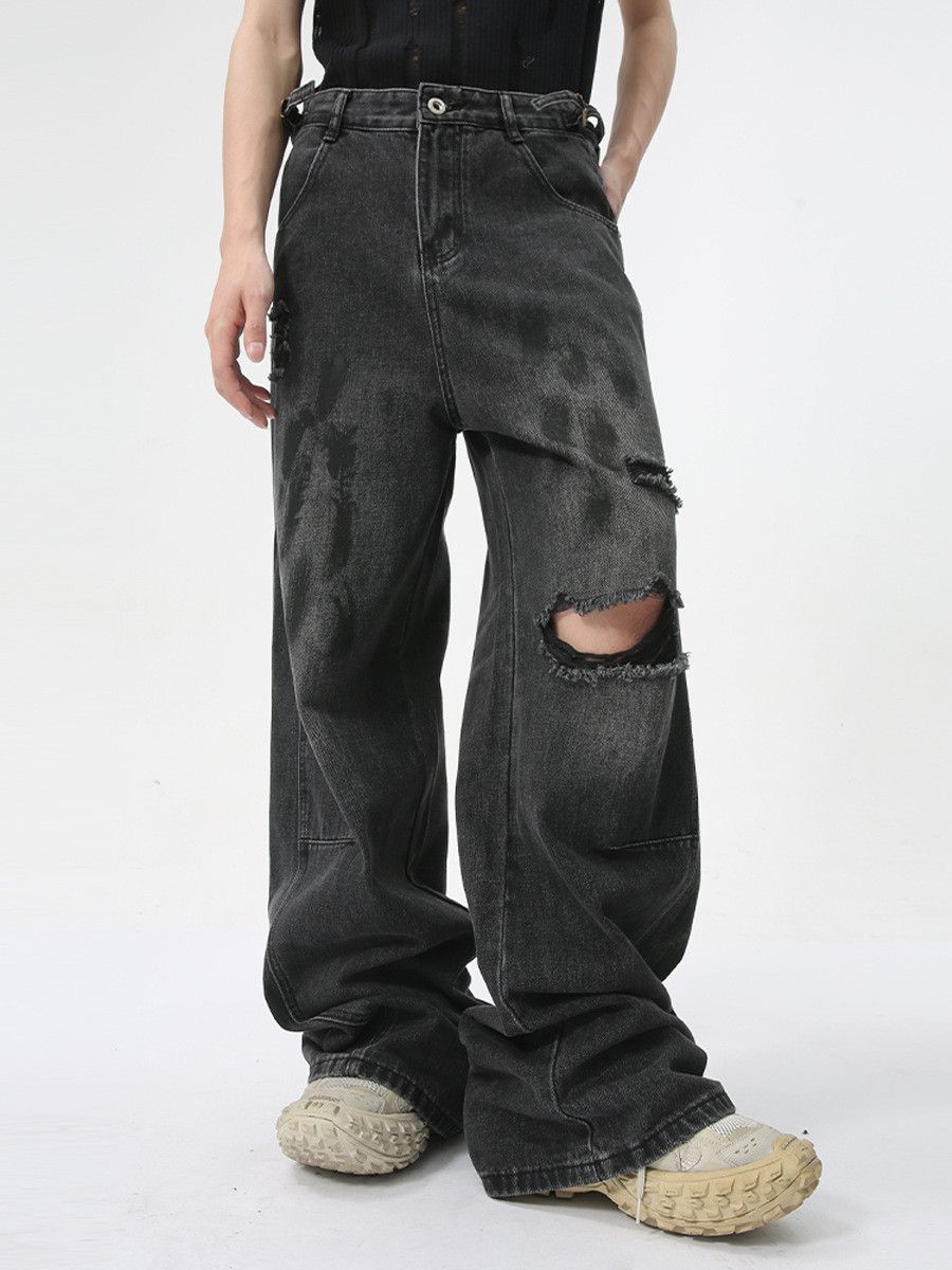 Vintage Men's street style distressed ripped straight leg jeans Size US 32 / EU 48 - 2 Thumbnail