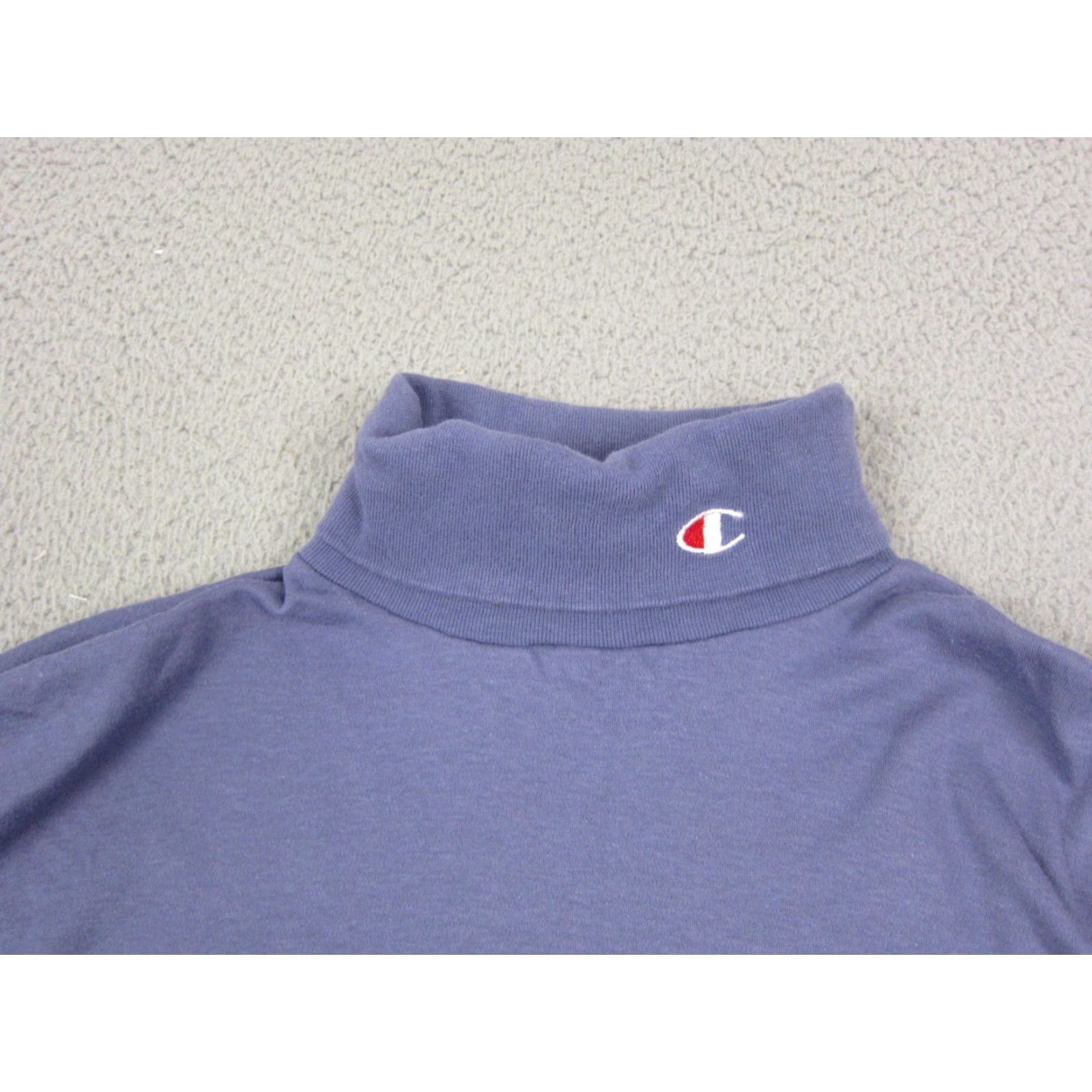 Champion VINTAGE Champion Shirt Mens Large Purple Mock Neck Long Sleeve 90s Logo Embroidered Cotton T-Shirt Size US L / EU 52-54 / 3 - 2 Thumbnail