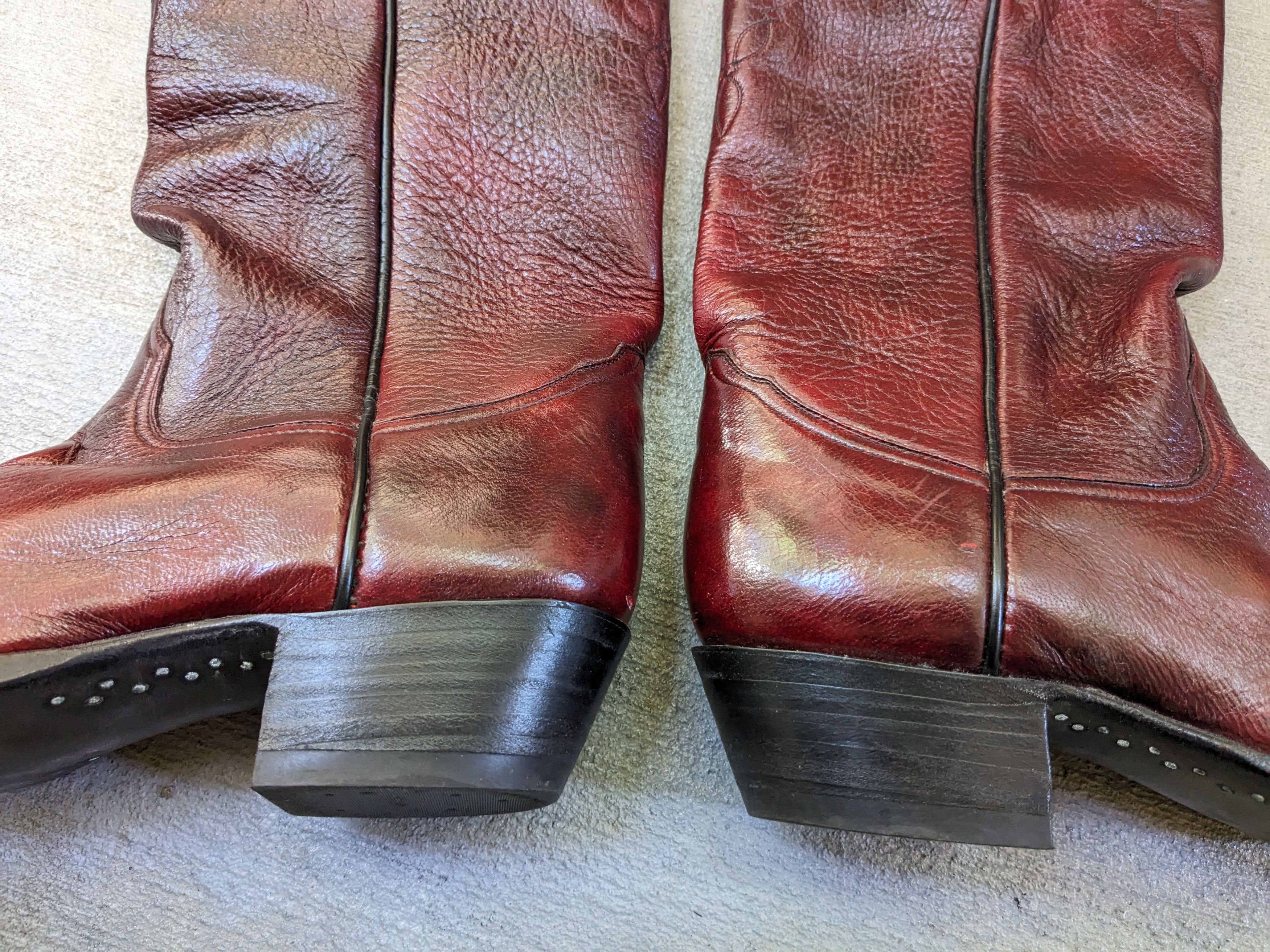 Larry Mahan × Vintage Larry Mahan Cowboy Boots Red 9 E Wide Biker Leather USA Size US 9 / EU 42 - 4 Thumbnail