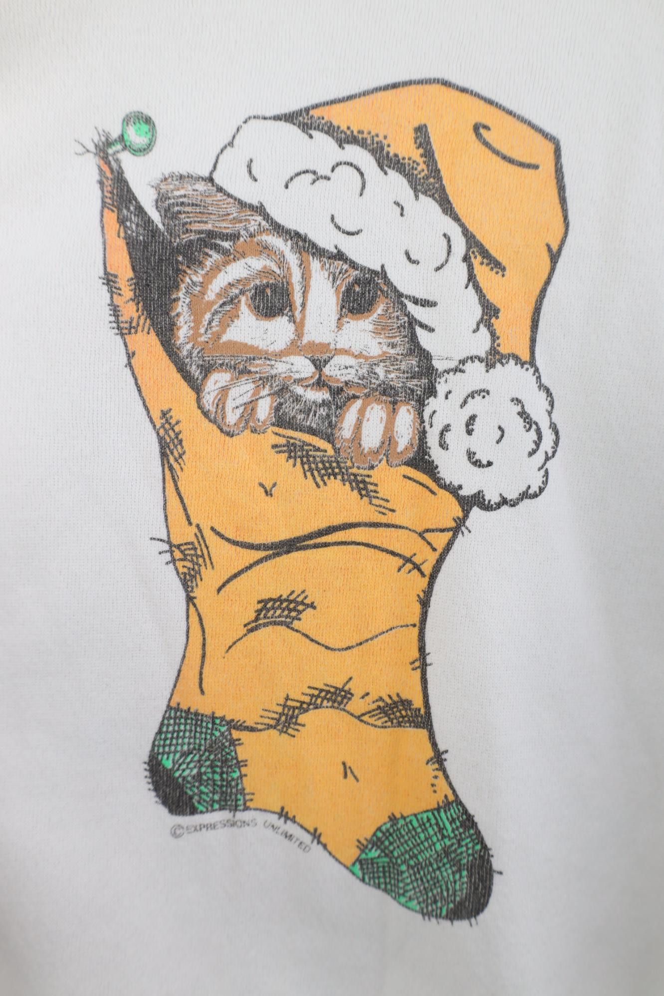 Vintage Vintage 90s Christmas Cat Kitten Crewneck Sweatshirt Size XL / US 12-14 / IT 48-50 - 4 Thumbnail