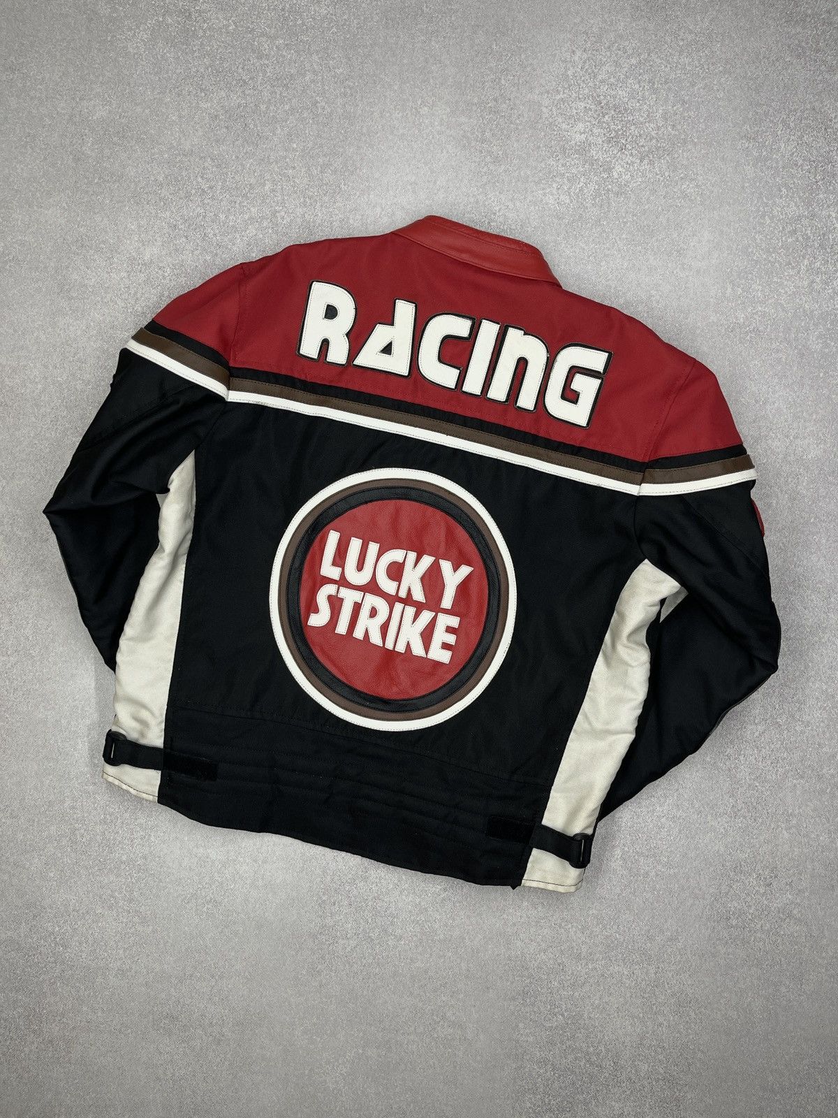 Leather Vintage Lucky Strike Leather Moto Racing Jacket Big Logo Size US L / EU 52-54 / 3 - 6 Thumbnail