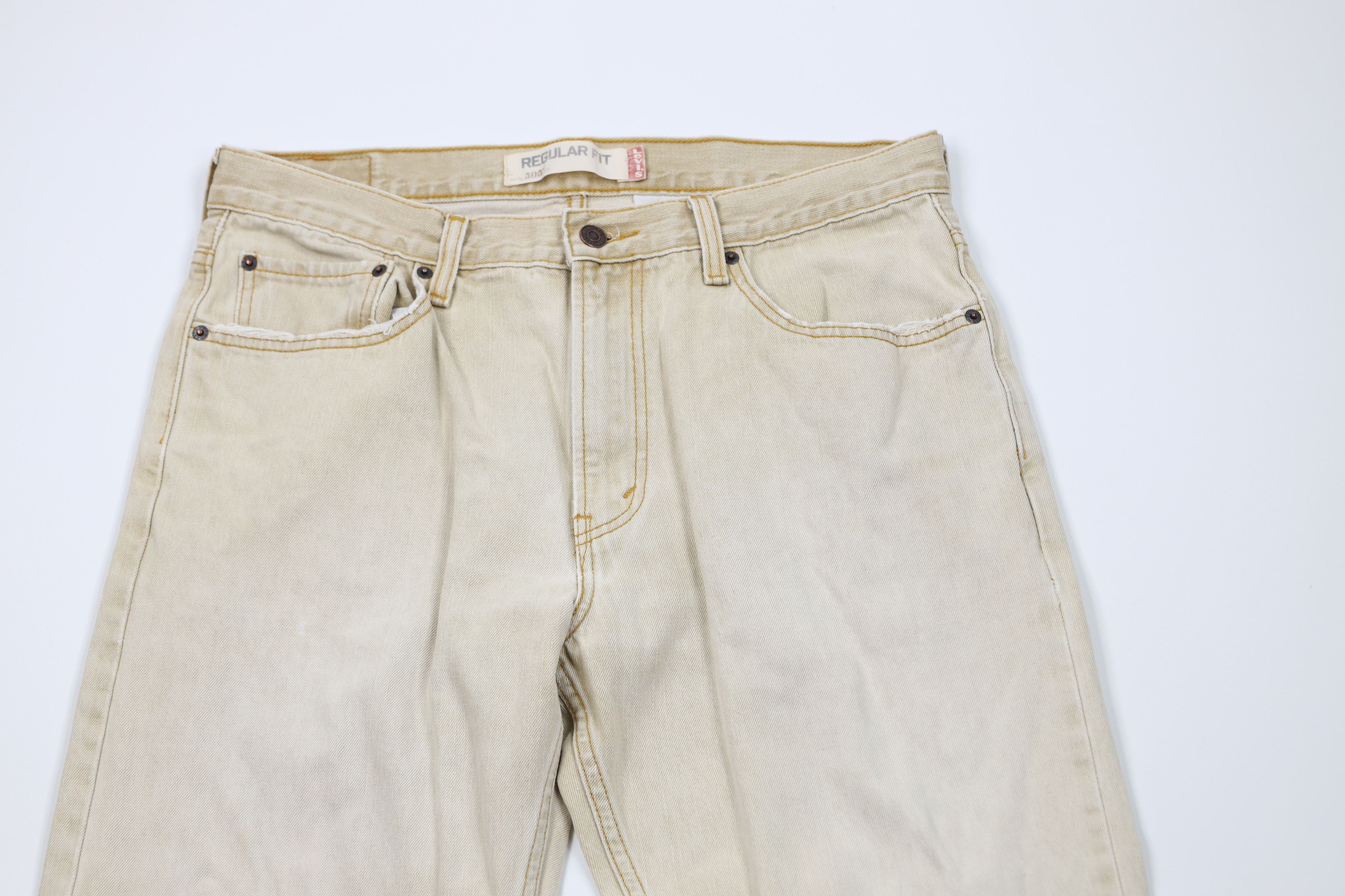 Levi's Vintage Y2K 2006 Levis 505 Regular Fit Denim Jeans Beige Size US 36 / EU 52 - 2 Thumbnail