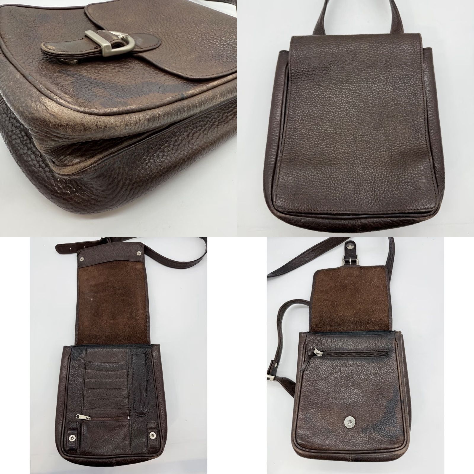 Eddie Bauer Eddie Bauer Brown Pebbled Leather Organizer Crossbody Purse Adj Strap Two Sided Crossbody Womens ADULT? Size ONE SIZE - 8 Thumbnail