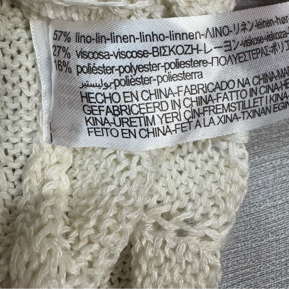 Zara Zara Linen Blend V-Neck Knit Ivory Sweater Size L Size L / US 10 / IT 46 - 8 Thumbnail