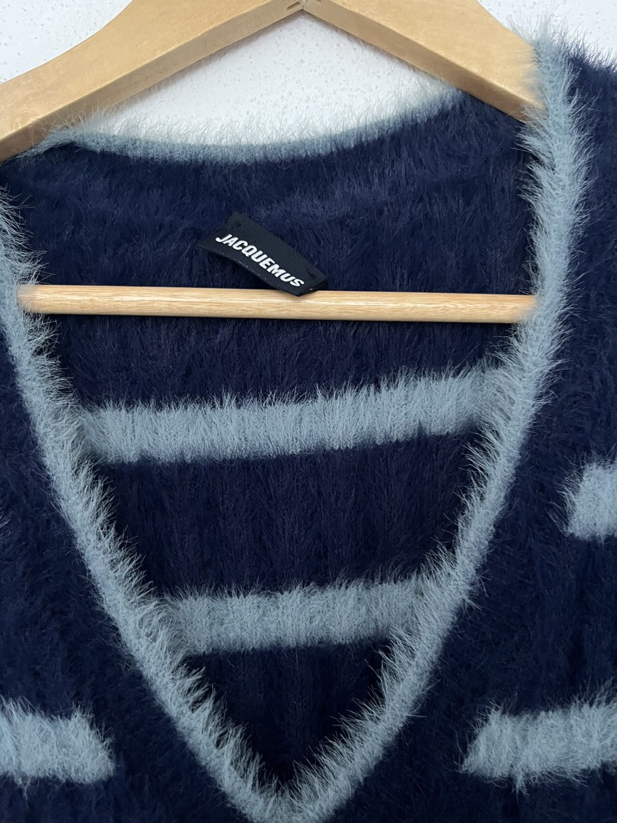 Jacquemus Jacquemus blue stripe fluffy knit sweater vest Size US XL / EU 56 / 4 - 3 Thumbnail