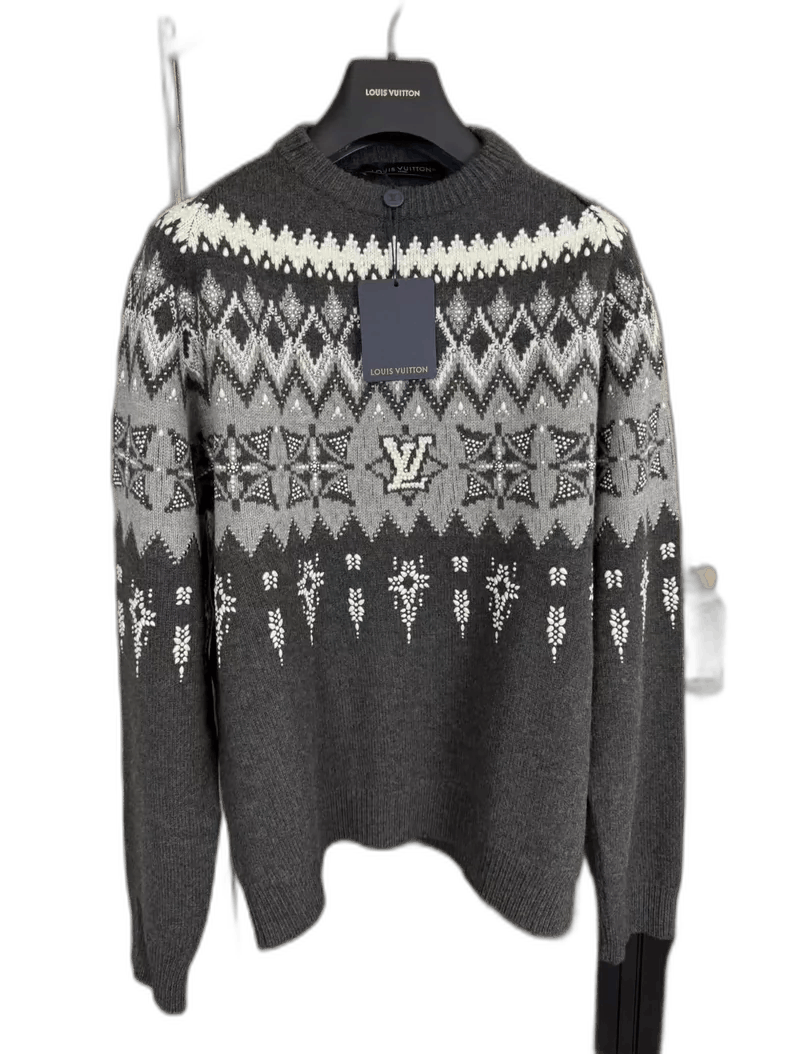 Louis Vuitton Louis Vuitton Gray Knit Sweater with Design-yf