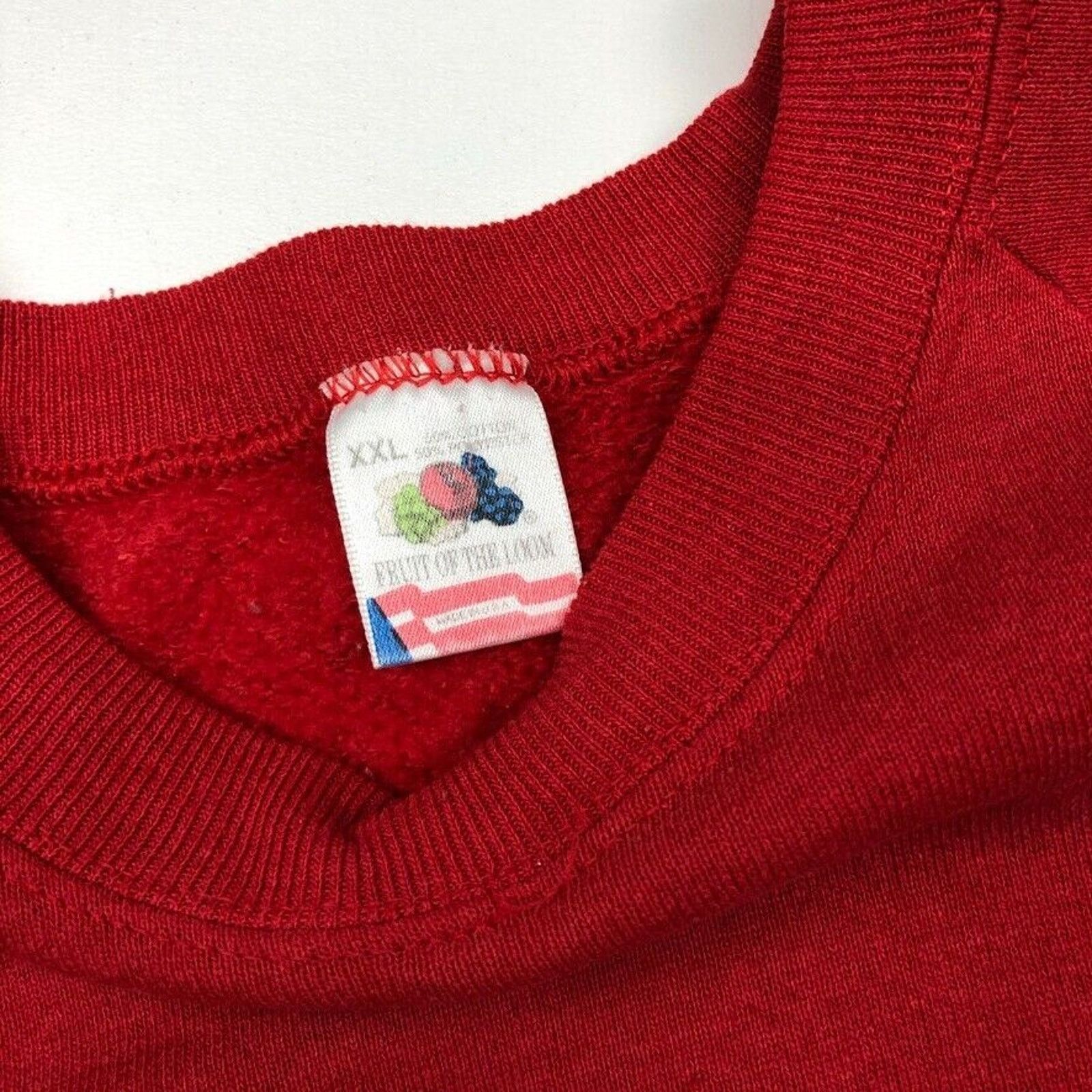 Fruit Of The Loom × Vintage Vintage 90s FOTL Red Crewneck Sweater Pullover size XXL 2XL Size US XXL / EU 58 / 5 - 4 Thumbnail