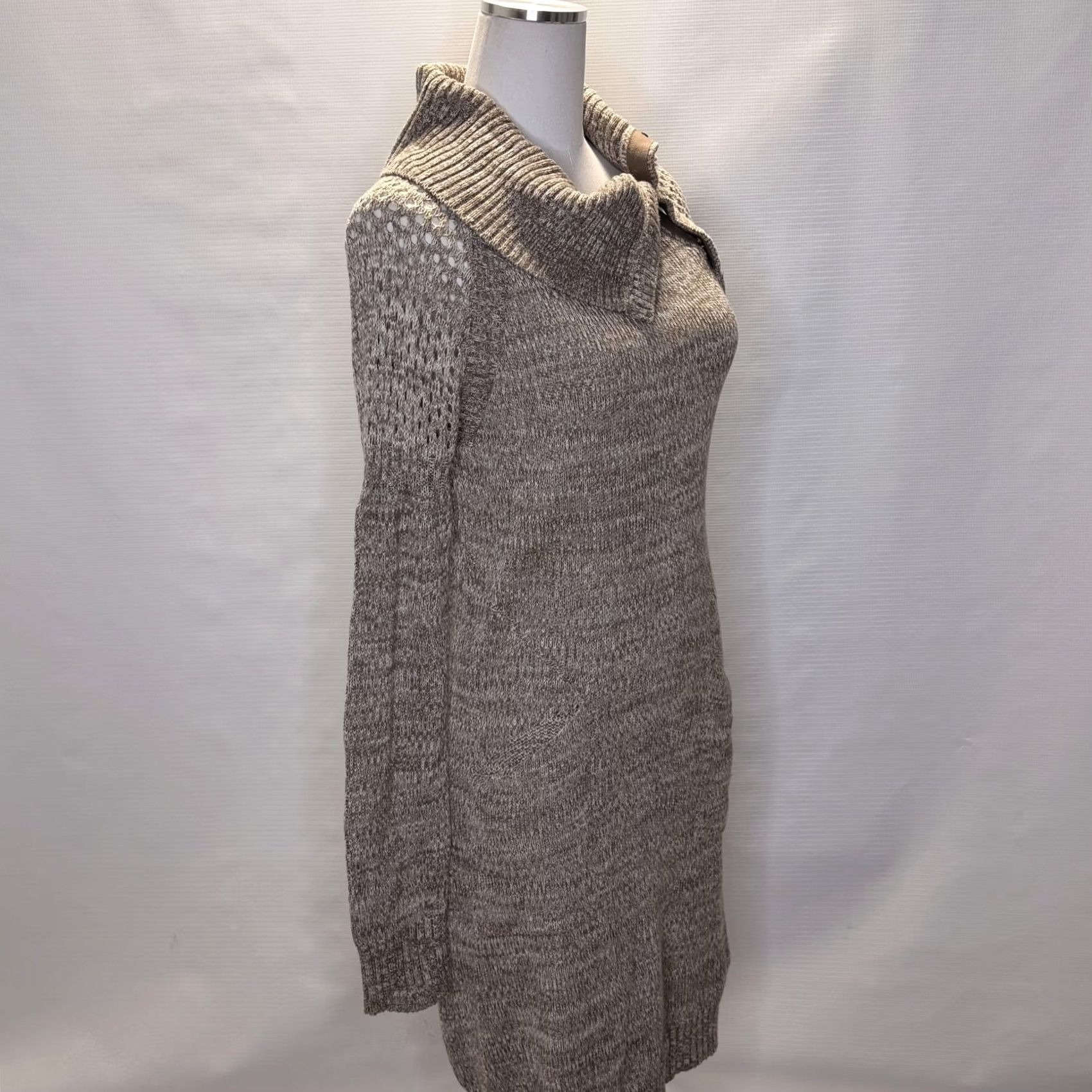 Prana prAna Sweater Dress Womens M Beige Marled Cowl Neck Long Sleeve Pockets Knit Size M / US 6-8 / IT 42-44 - 2 Thumbnail
