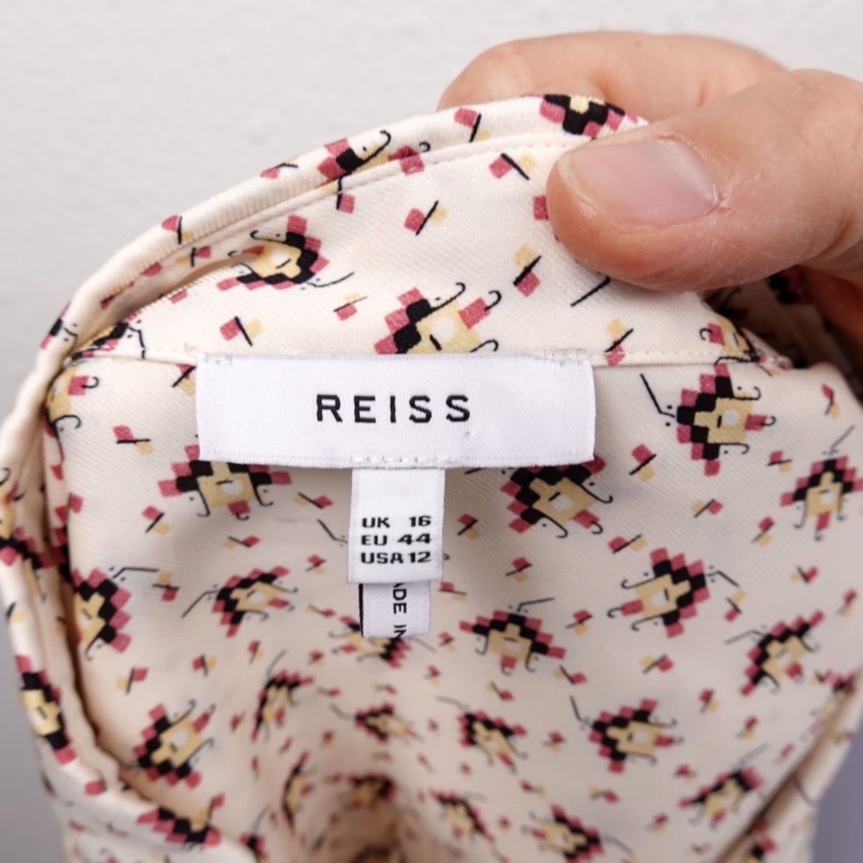 Reiss Reiss Pia Cream Geometric Printed Popover Viscose Shirt Blouse Size US 12 Size XL / US 12-14 / IT 48-50 - 7 Thumbnail
