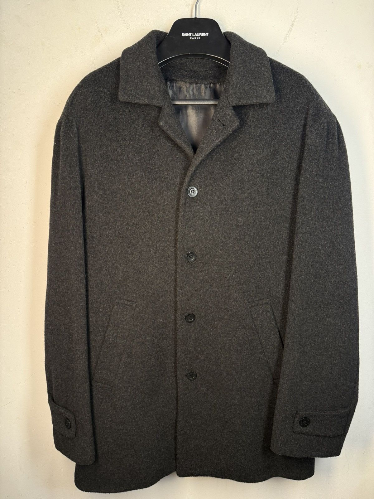 Yves Saint Laurent Wool YSL Coat Soft Grey Vintage Winter Jacket 90s Size US L / EU 52-54 / 3 - 2 Thumbnail