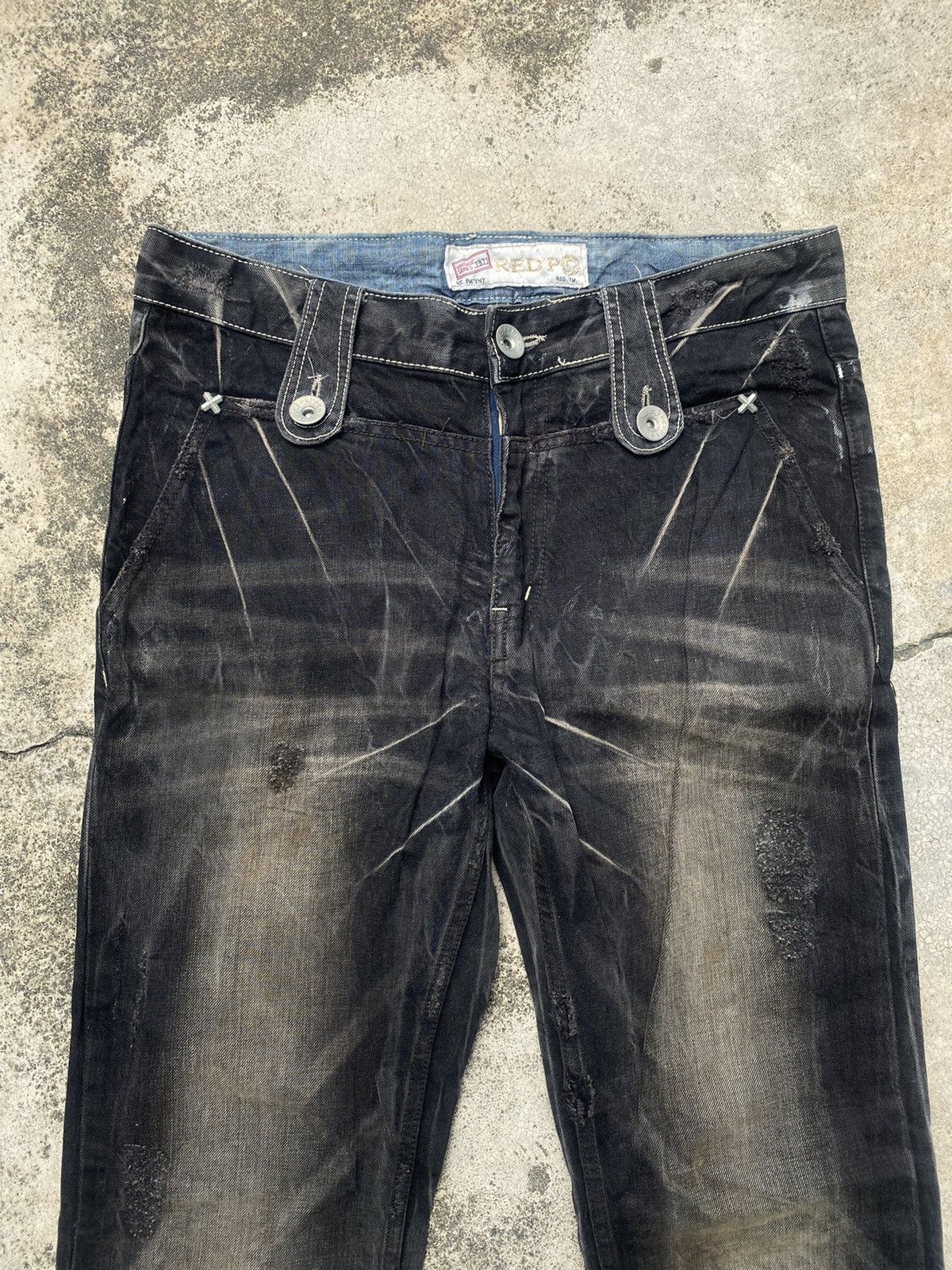 If Six Was Nine × Japanese Brand Red Pepper Faded Clawmark Boro Straight cut Jeans Size US 32 / EU 48 - 2 Thumbnail