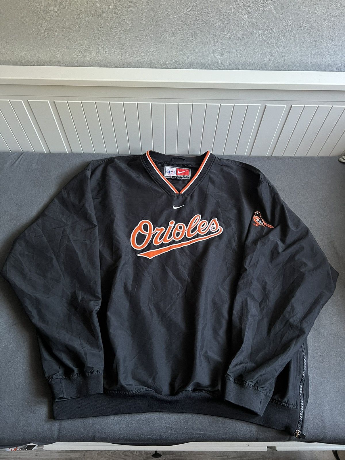 2000s Nike Baltimore Orioles Center Swoosh Logo Pullover good Windbreaker Mens Medium