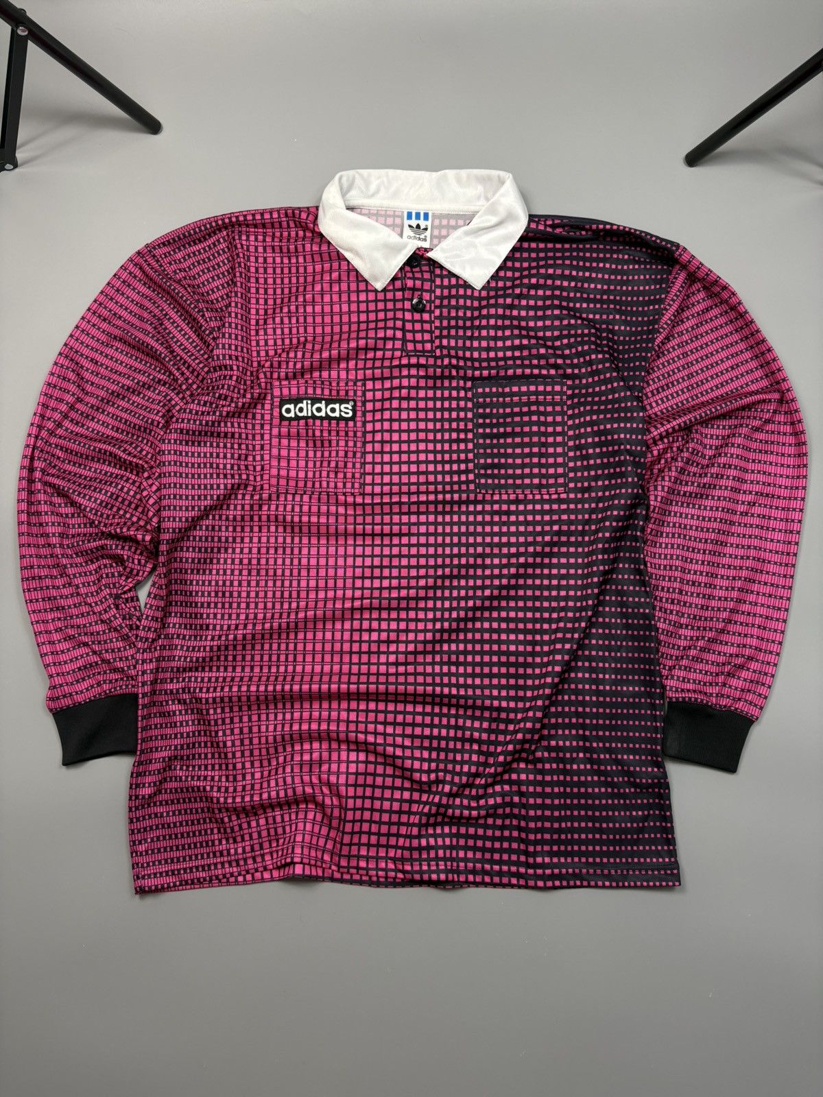 Adidas Adidas Vintage Y2K Streetwear 90's Plaid Jersey Polo Size US L / EU 52-54 / 3 - 1 Thumbnail