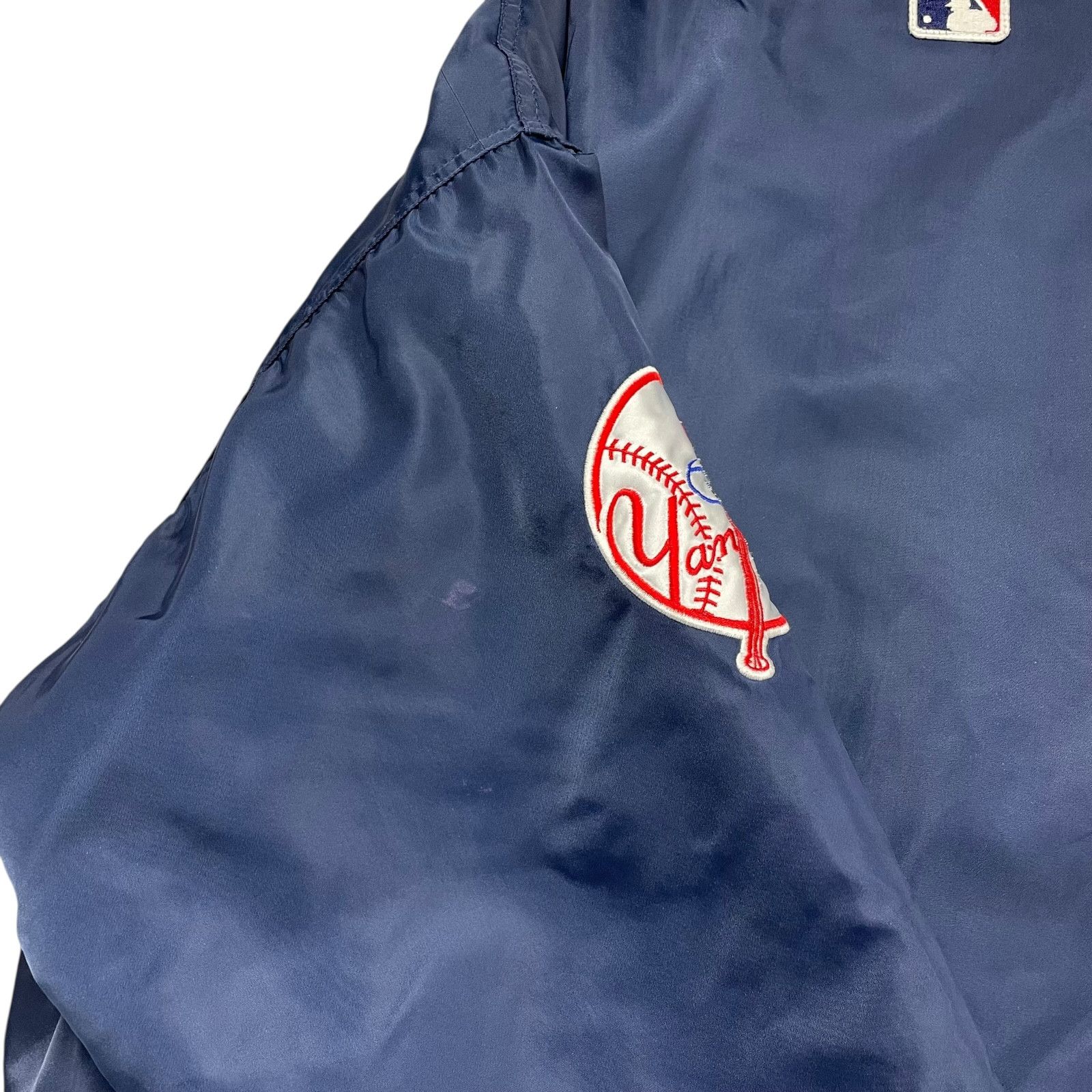 MLB VTG 90s NEW YORK YANKEES STARTER SATIN BOMBER JACKET NAVY Size US XL / EU 56 / 4 - 9 Thumbnail
