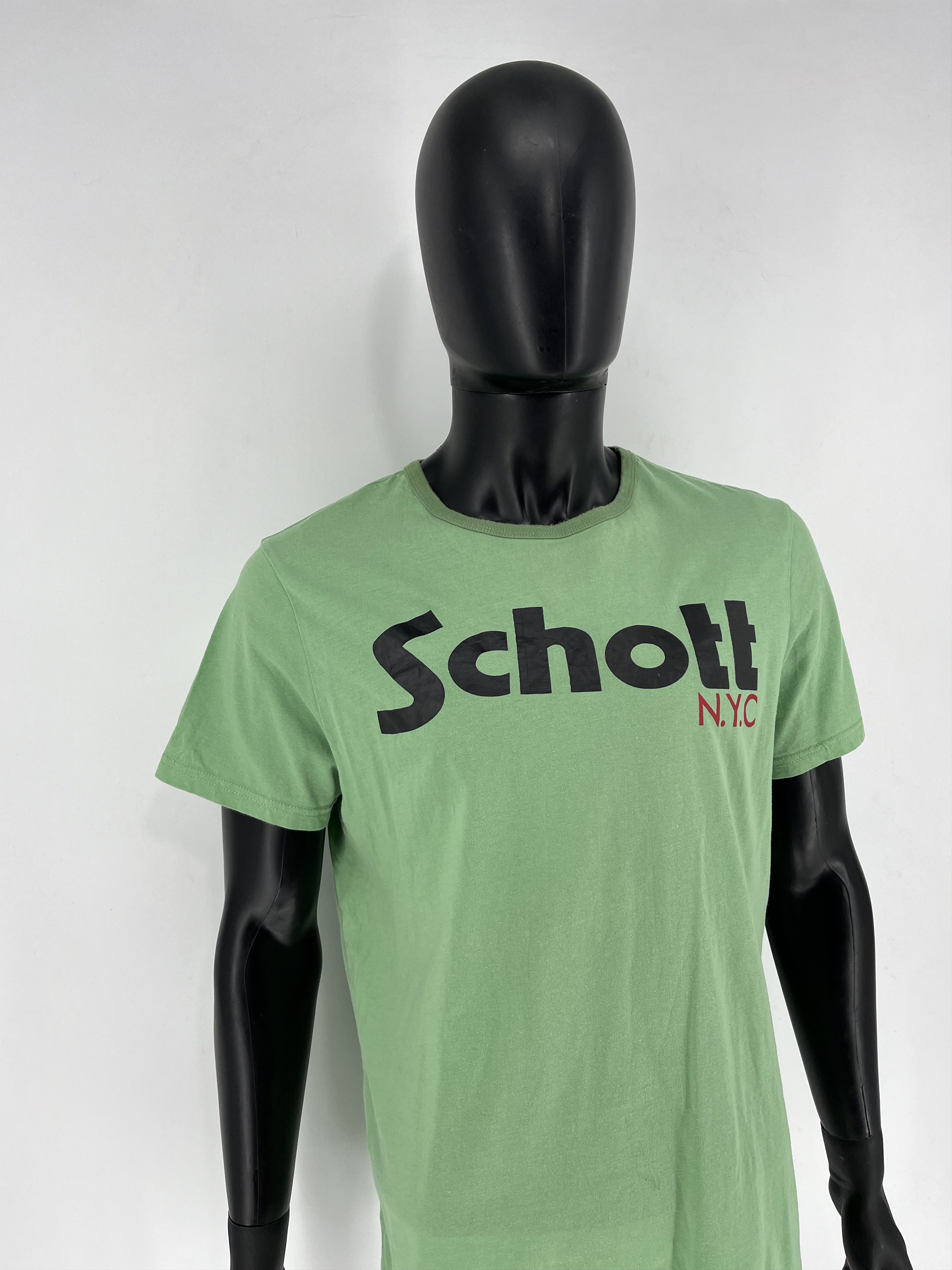 Japanese Brand × Schott × Vintage Rare‼️🔥Schott N.Y.C Big SpellOut T-Shirt Size XL Size US XL / EU 56 / 4 - 3 Thumbnail