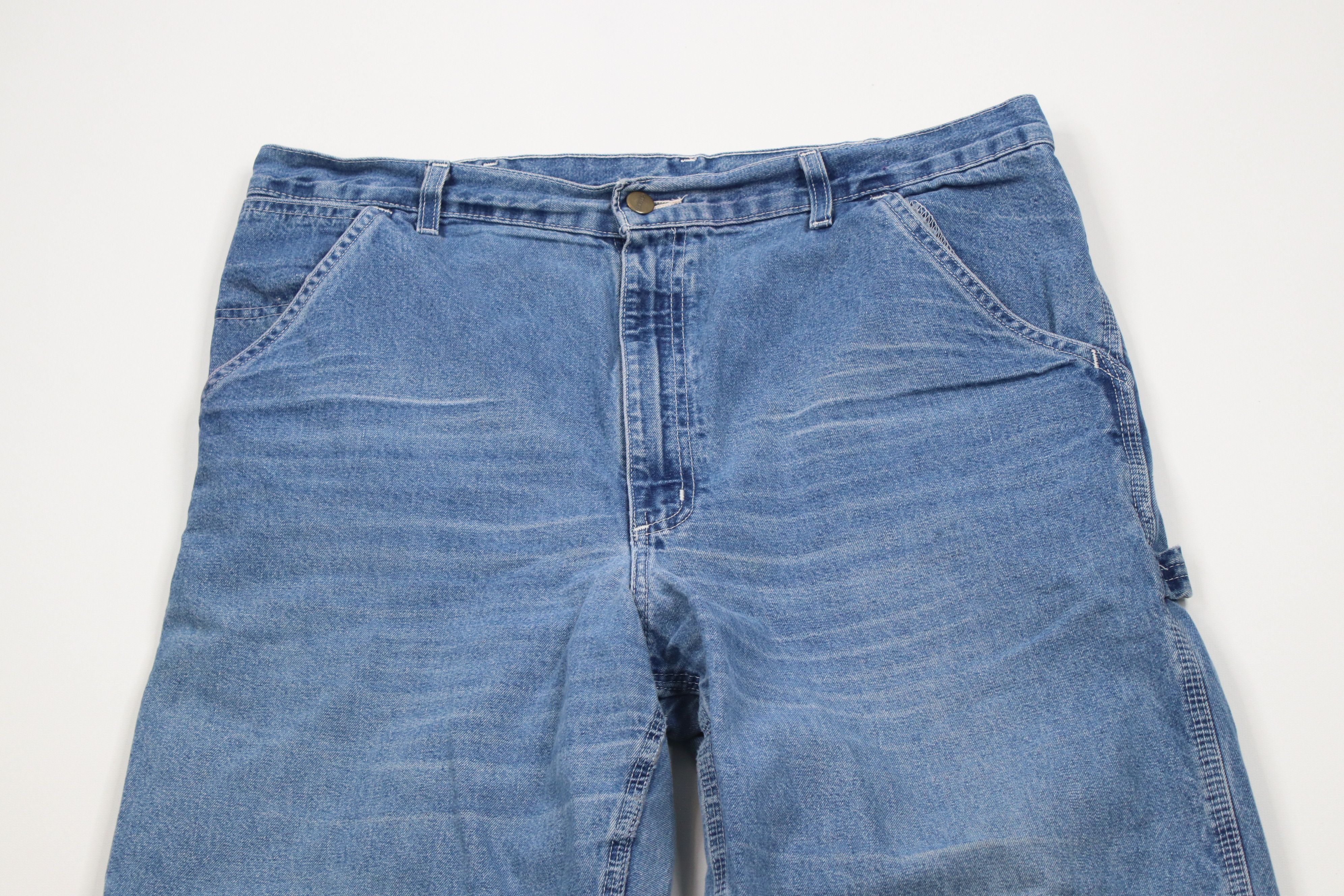 Carhartt × Vintage Vintage Y2K 2000 Carhartt Wide Leg Dungaree Denim Jeans Size US 36 / EU 52 - 2 Thumbnail