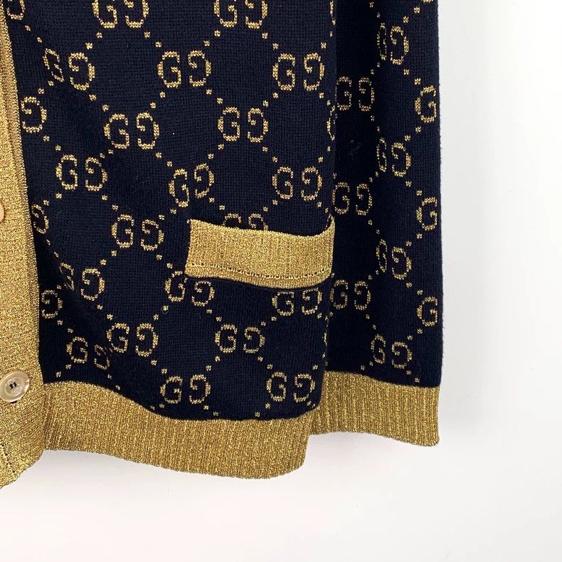 Gucci Gucci Color-matched logo jacquad full-print cotton V-neck Size M / US 6-8 / IT 42-44 - 4 Thumbnail