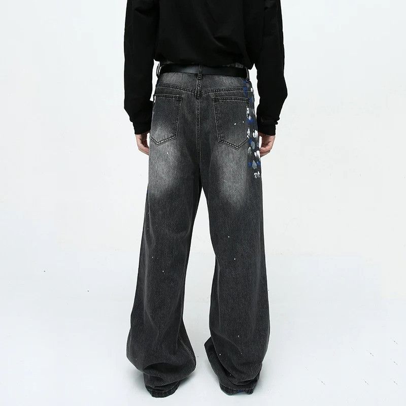 Jean × Vintage Black Hip Pop Paint Graffiti Denim Size US 32 / EU 48 - 3 Thumbnail