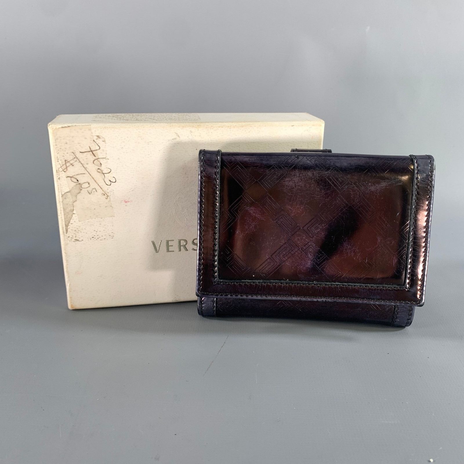 Versace VERSACE Purple Metallic 22394 Greca Leather Wallet Size ONE SIZE - 6 Thumbnail
