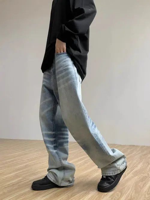 Japanese Brand × Jean Vintage Washed Textured Straight Leg Wide Jeans Size US 32 / EU 48 - 3 Thumbnail