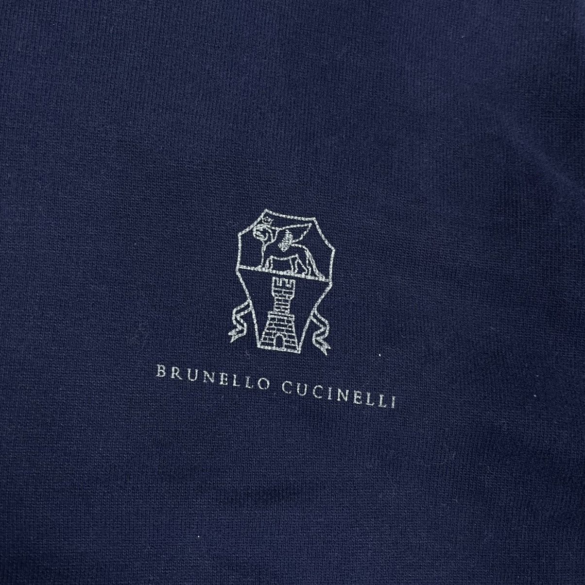 Brunello Cucinelli Logo-Print Two-Tone Cotton-Jersey Half-Zip Sweatshirt - Blue Size US XS / EU 42 / 0 - 6 Thumbnail